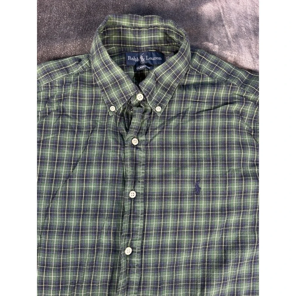 Polo Ralph Lauren MENS XL Classic Fit Long‎ Sleeve Button Down Shirt Tartan VTG